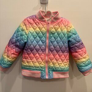 Rainbow Quilted Reversible Bomber Jacket Sherpa Lined 4T